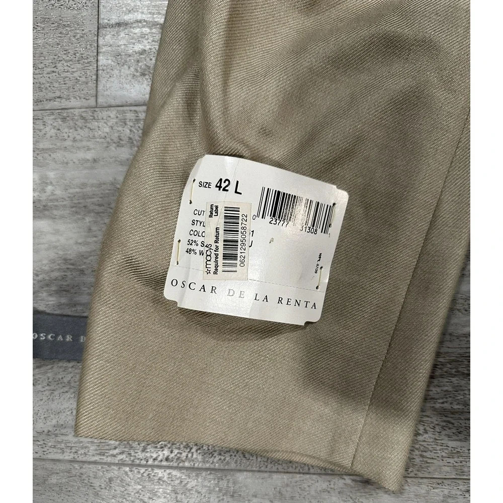 Oscar de la Renta Sportcoat Blazer Mens Size 42L Beige Silk Wool Blend